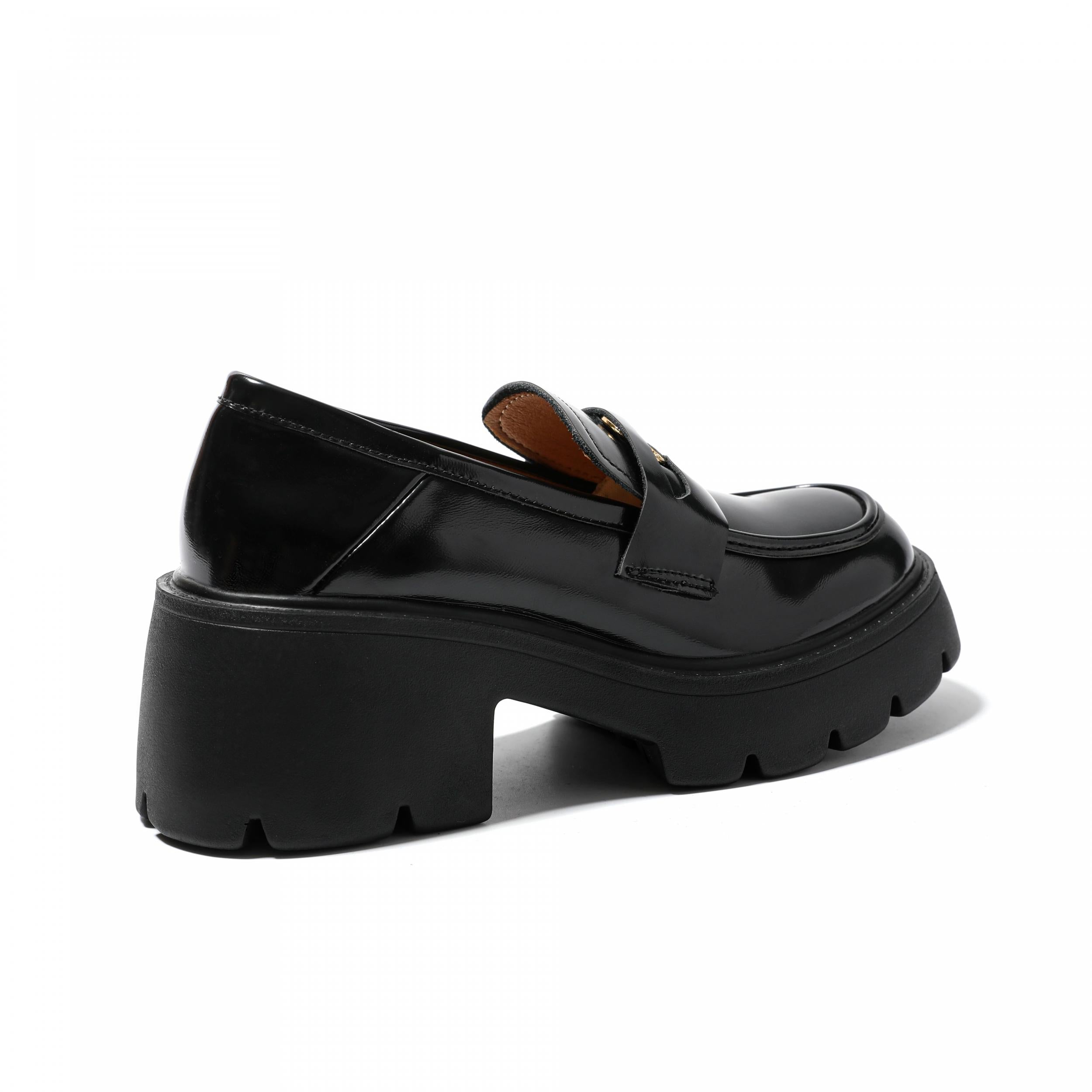 Women's Platform Loafers Chunky Heel Slip On Shoes