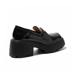 Women's Platform Loafers Chunky Heel Slip On Shoes