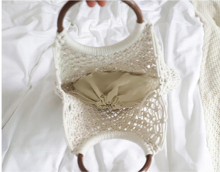 Cotton Rope Hollow Straw Bag Macrame Tote Vintage Handbag