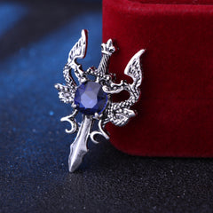 Men's Vintage Double Dragon Sword Suit Brooch