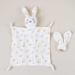 Baby Cotton Muslin Bib Teething Towel Doll Rabbit Toy