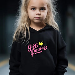 Girls Crown Pattern Hooded Sweatshirt & Sweatpants Set