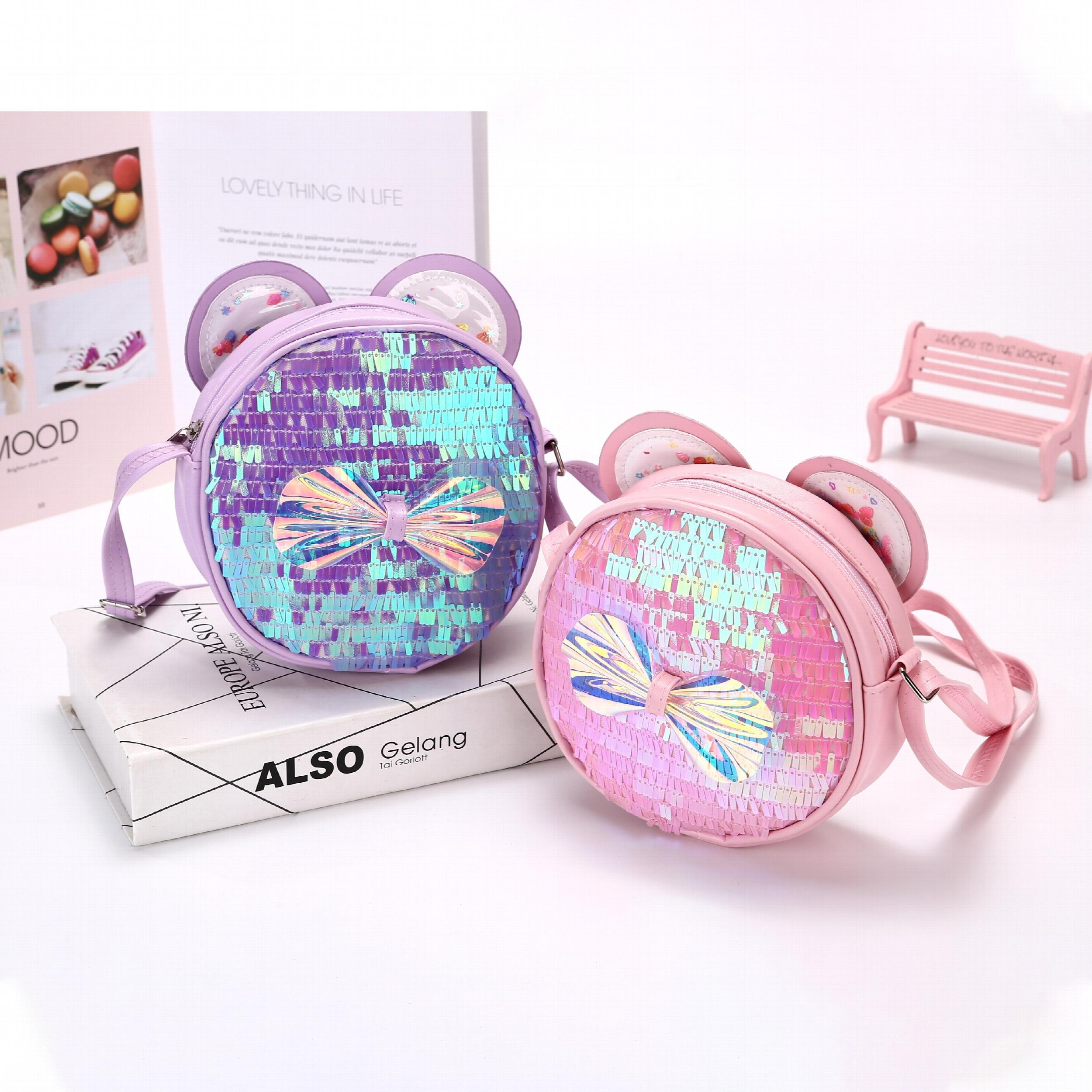 Kids Sequin Shoulder Bag with Bow Decoration