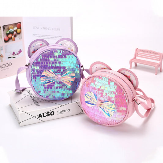 Kids Sequin Shoulder Bag with Bow Decoration