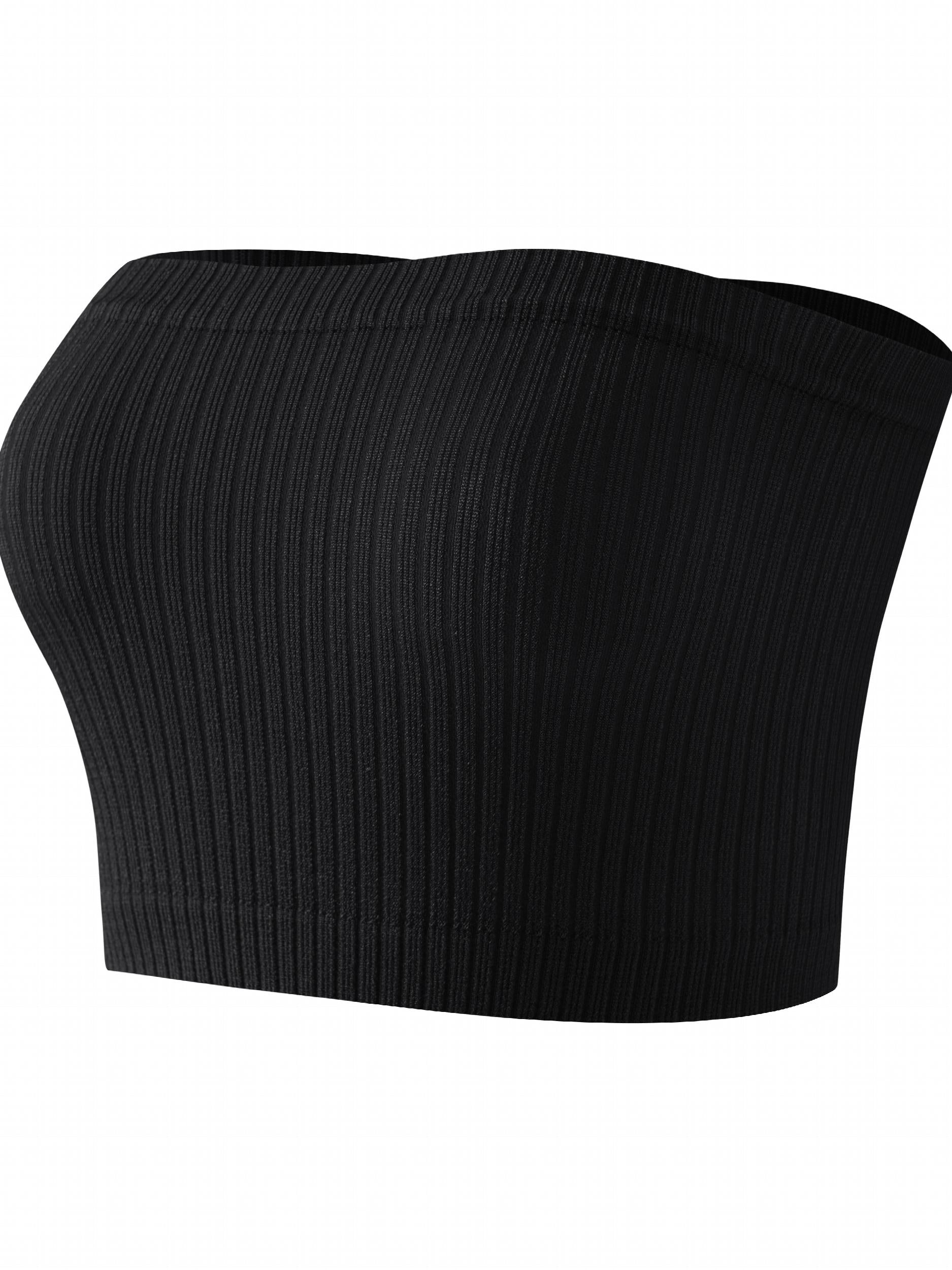 8pcs Ribbed Strapless Bandeau Bras Soft Stretch Everyday Bra Women's Lingerie