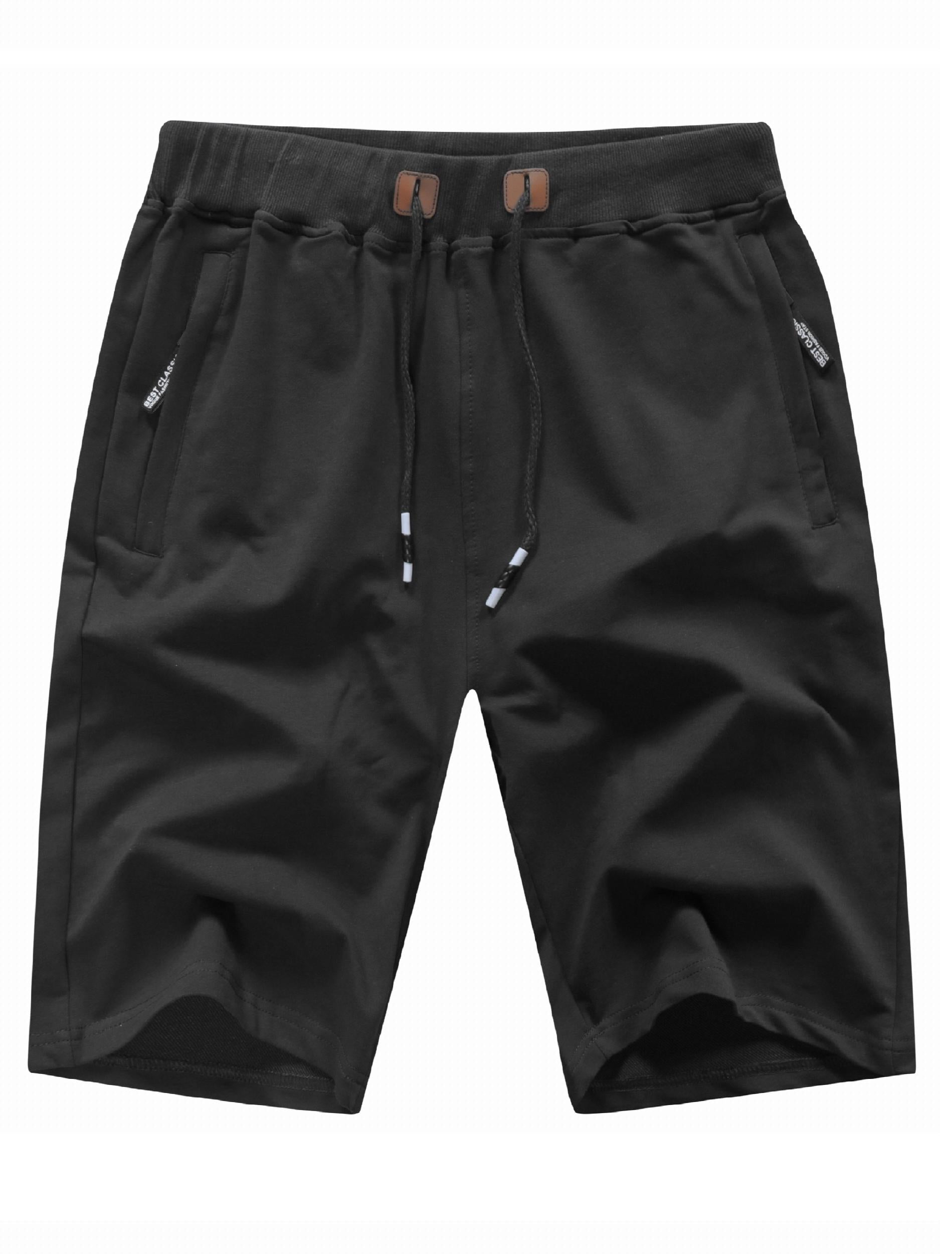 Men's Drawstring Elastic Waist Beach Shorts with Zip Pockets