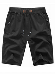 Men's Drawstring Elastic Waist Beach Shorts with Zip Pockets