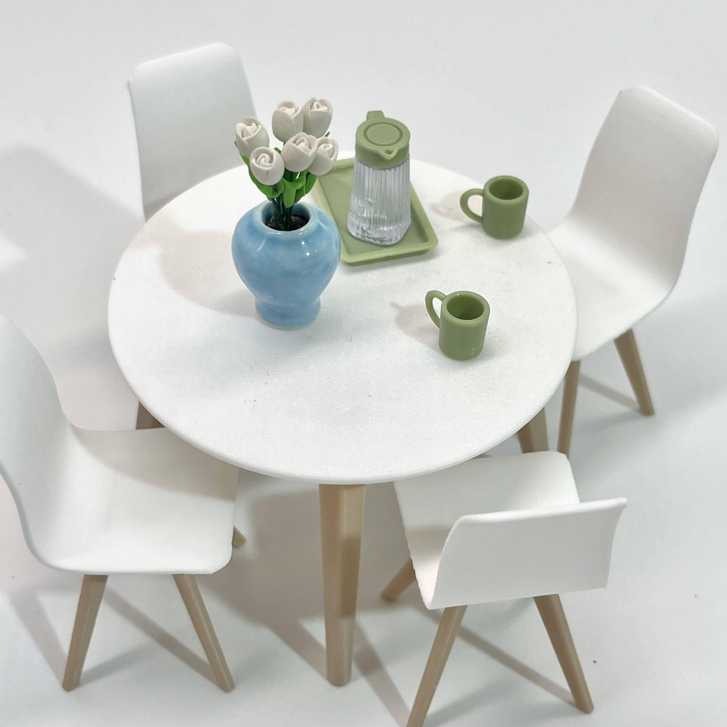 1:12 Scale Dollhouse Set: Mini Table with 4 Chairs