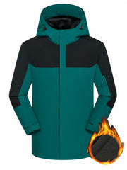 Women's Plus Colorblock Zip Up Outdoor Hooded Jacket