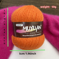 2pcs Hand knitted Long haired Mink Wool Gloves
