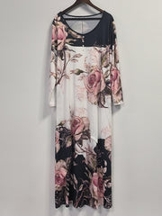  Floral Print Maxi Dress With Pockets