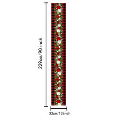 Christmas Table Runner Red Plaid Print Polyester Festive Holiday Decoration