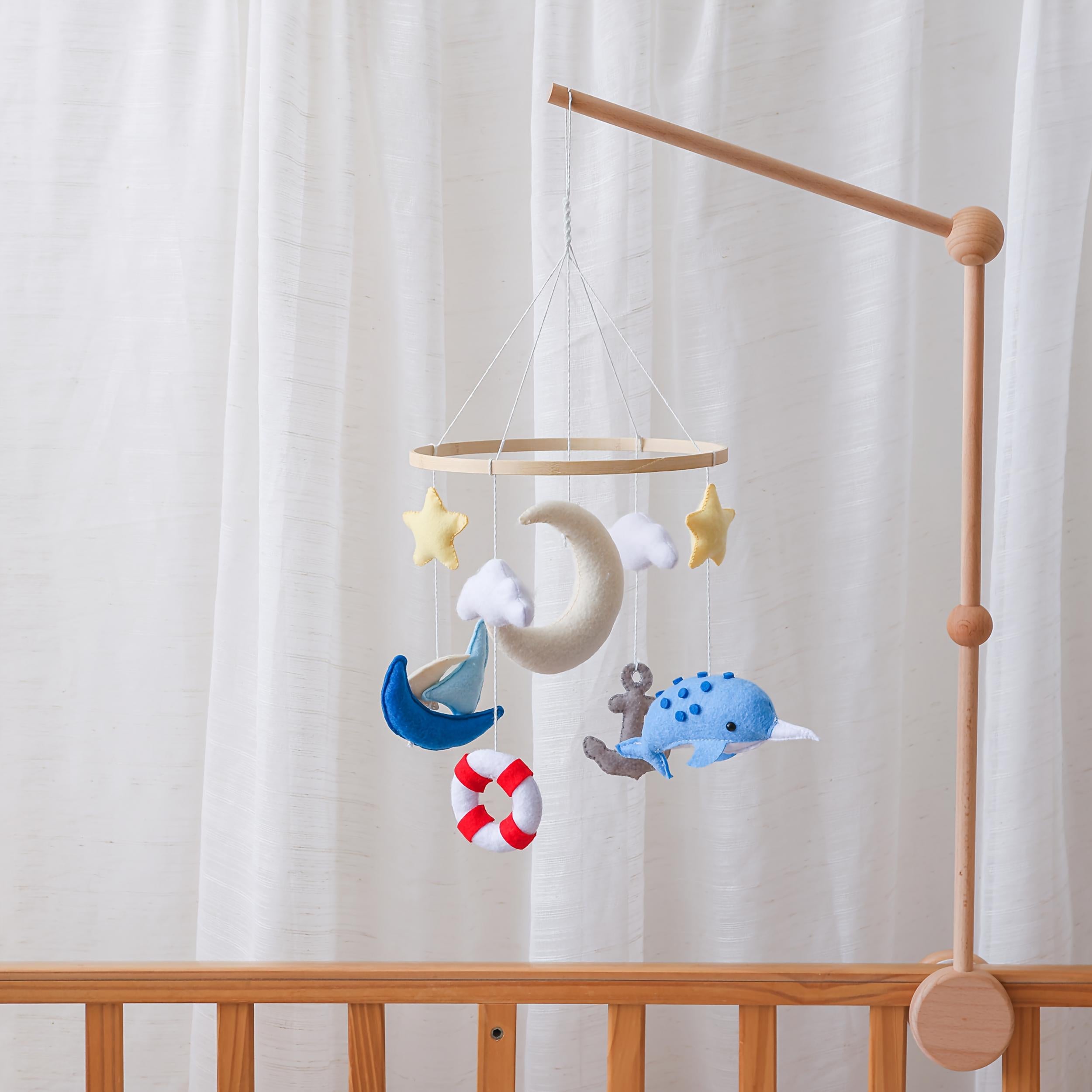 Handcrafted Multicolor Beach Sailboat & Dolphin Mobile Textile Bed Bell