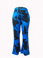  Casual Pants Women's Plus Random Print Elastic High Rise