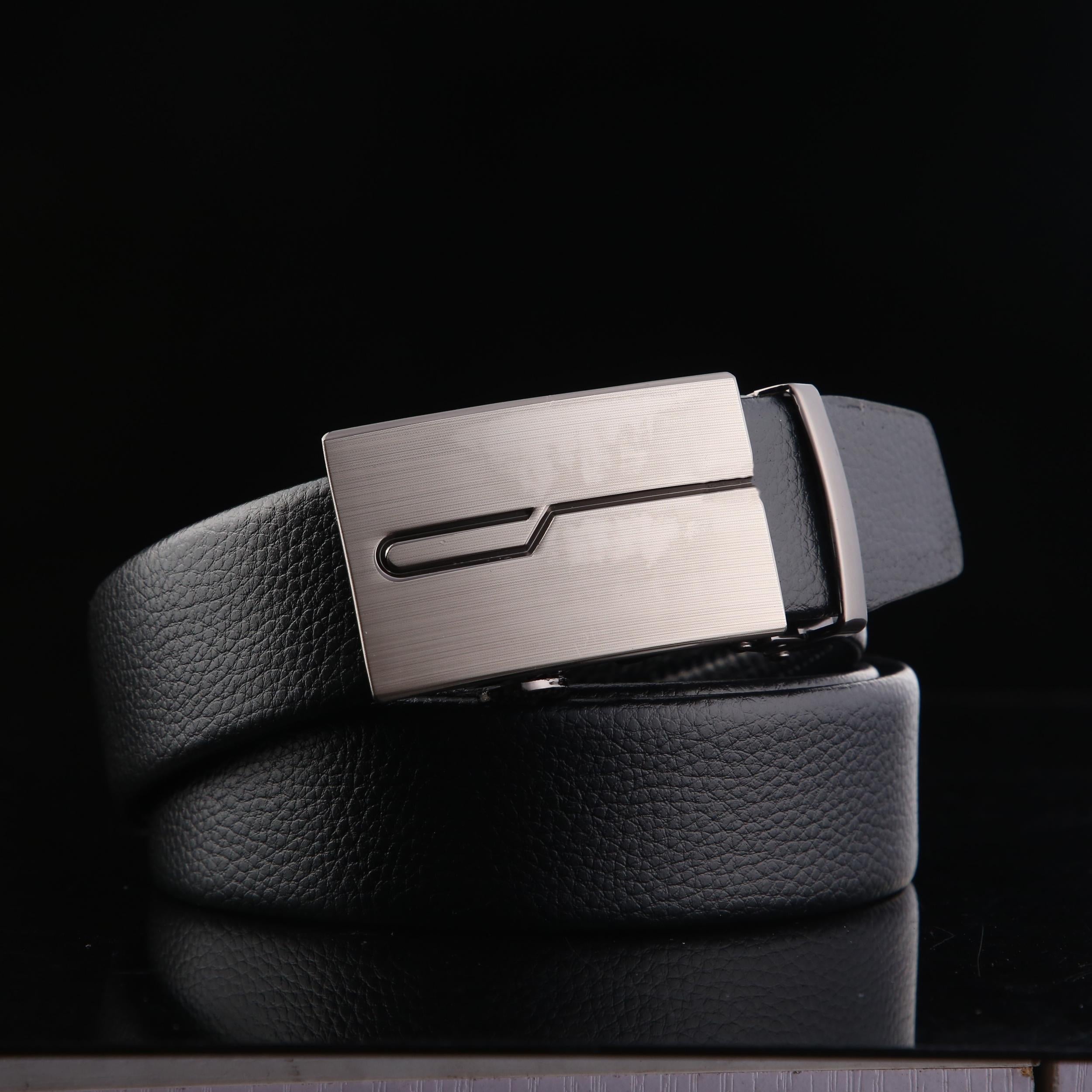 Men's Auto Buckle Leather Belt Business Suit Waist Strap