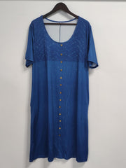 Random Print Button Decor Round Neck Tee Dress