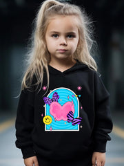Butterfly Happy Face Long Sleeve Hooded Sweatshirt Girls