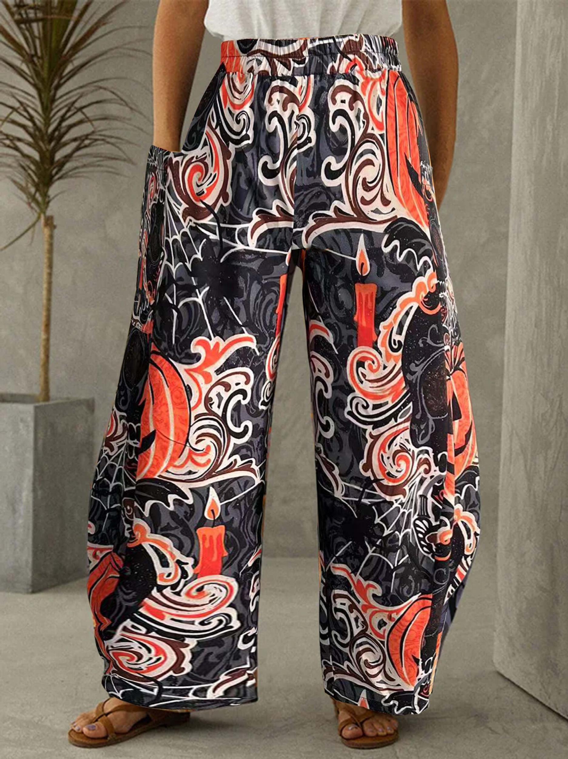 Women's Plus Painting Print High Rise Harem Trousers