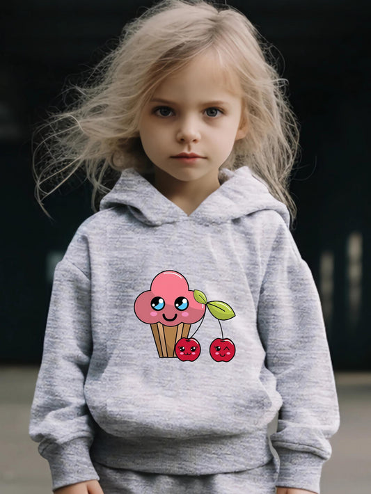 2pcs Girls Activewear Sets Sweet Cherries Pattern Breathable Sports Outfits