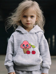 2pcs Girls Activewear Sets Sweet Cherries Pattern Breathable Sports Outfits