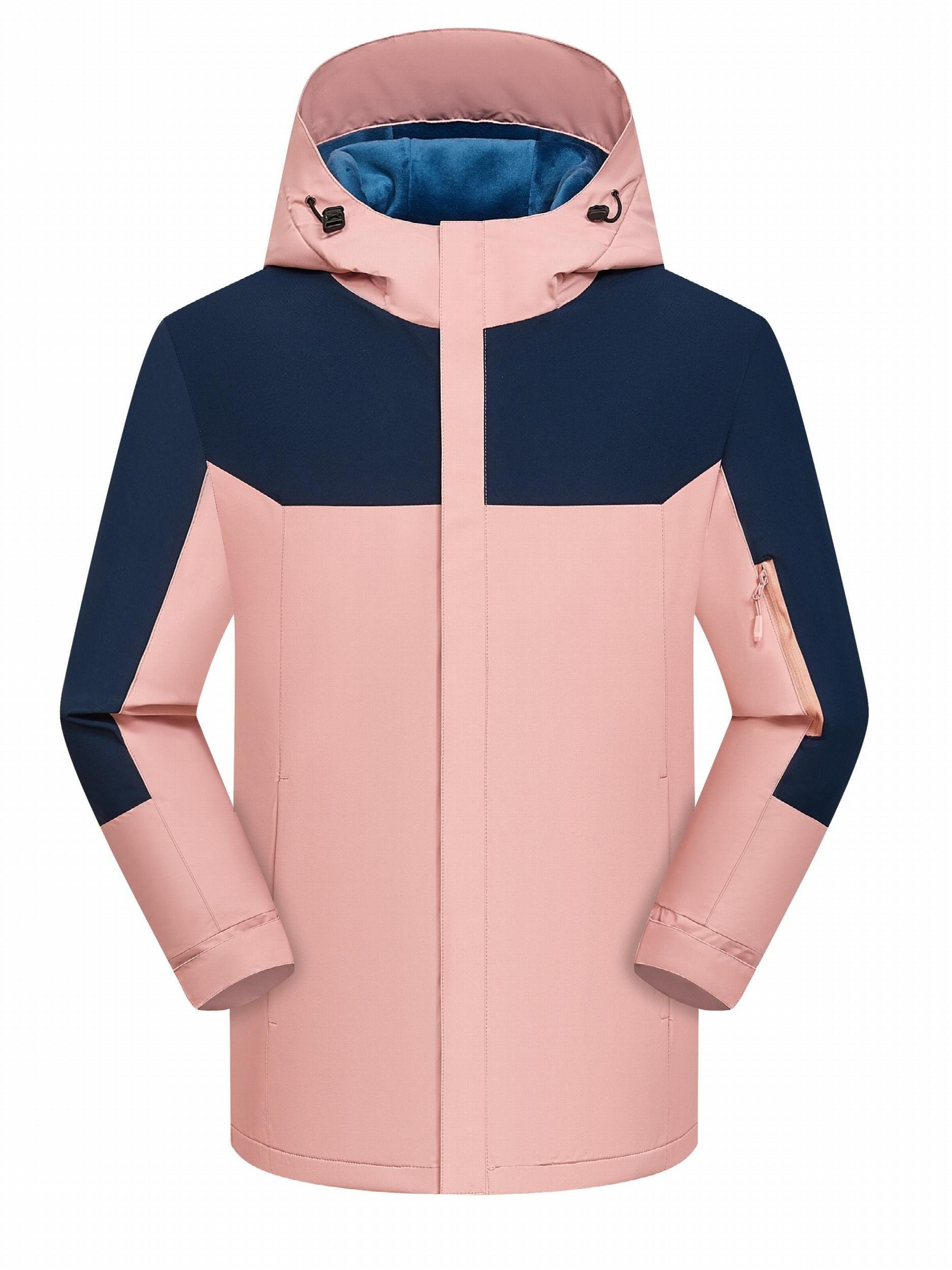Women's Plus Colorblock Zip Up Outdoor Hooded Jacket