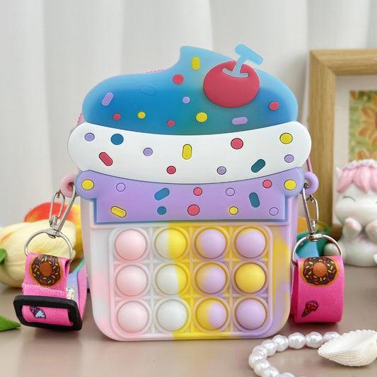 Girls Silicone Messenger Bag Coin Purse Children's Pop Fidget Toy Bag