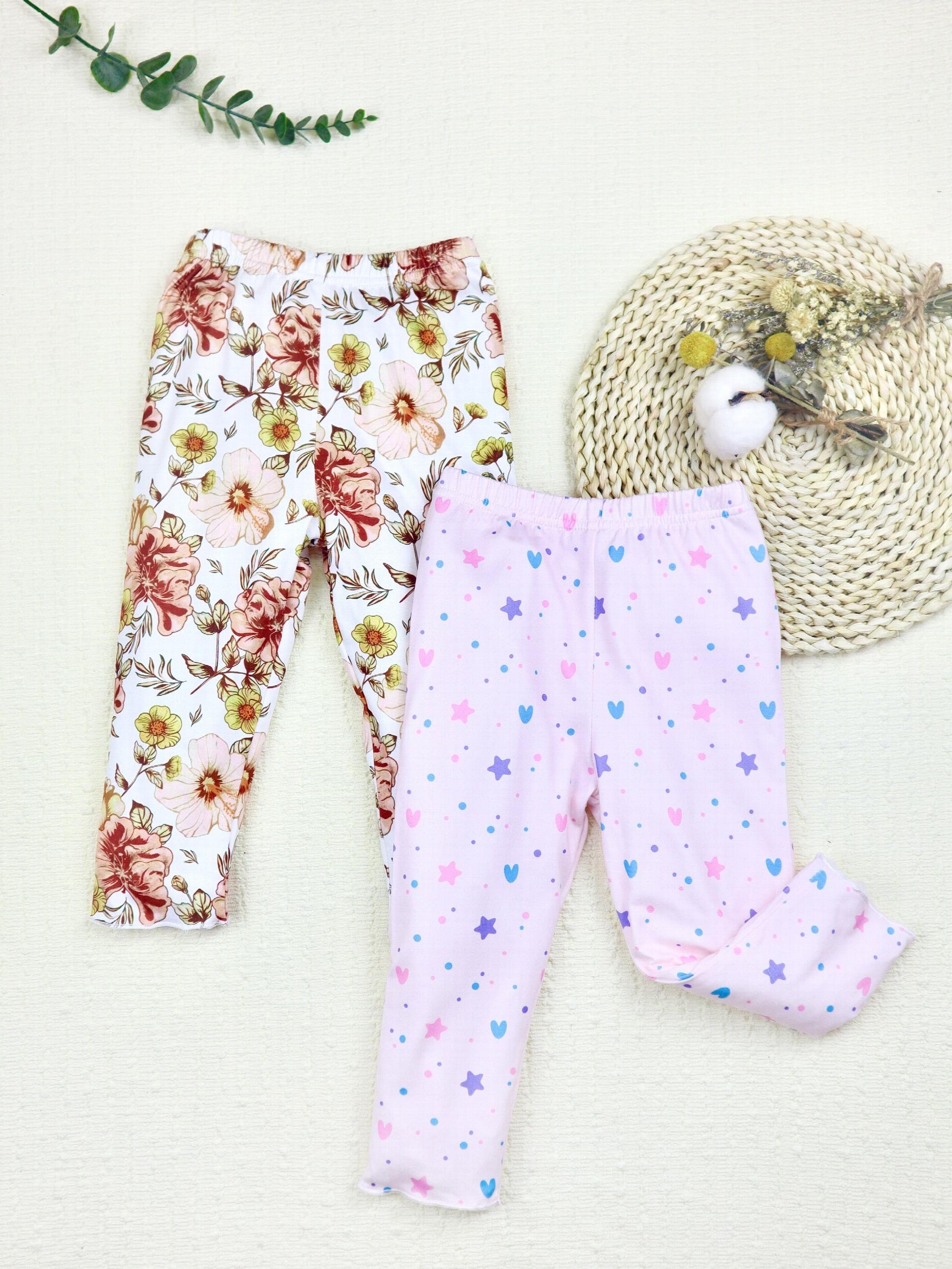 2pcs Toddler Baby Girls Cartoon Leggings Soft Ankle Tight Pants