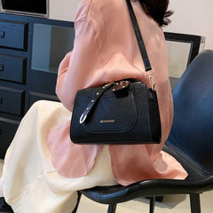 Crocodile Embossed Crossbody Bag Letter Studded Decor Shoulder Bag