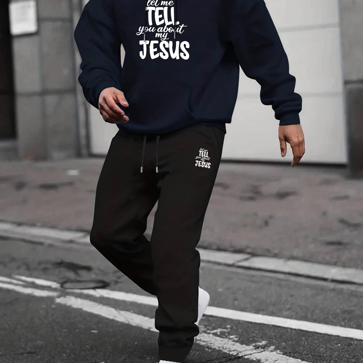 Men's Hooded Sweatshirt & Drawstring Sweatpants Set