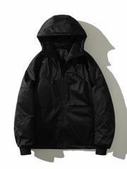Drawstring Waterproof Ski Jacket Thick Thermal Pockets Coat