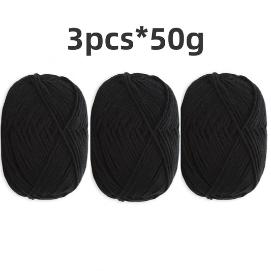 3pcs Beginner Crochet Yarn 100 4 Layers Acrylic Cotton Soft Yarn 50g