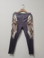 Women's Plus Wolf Print Leggings Medium Stretch Casual Pants