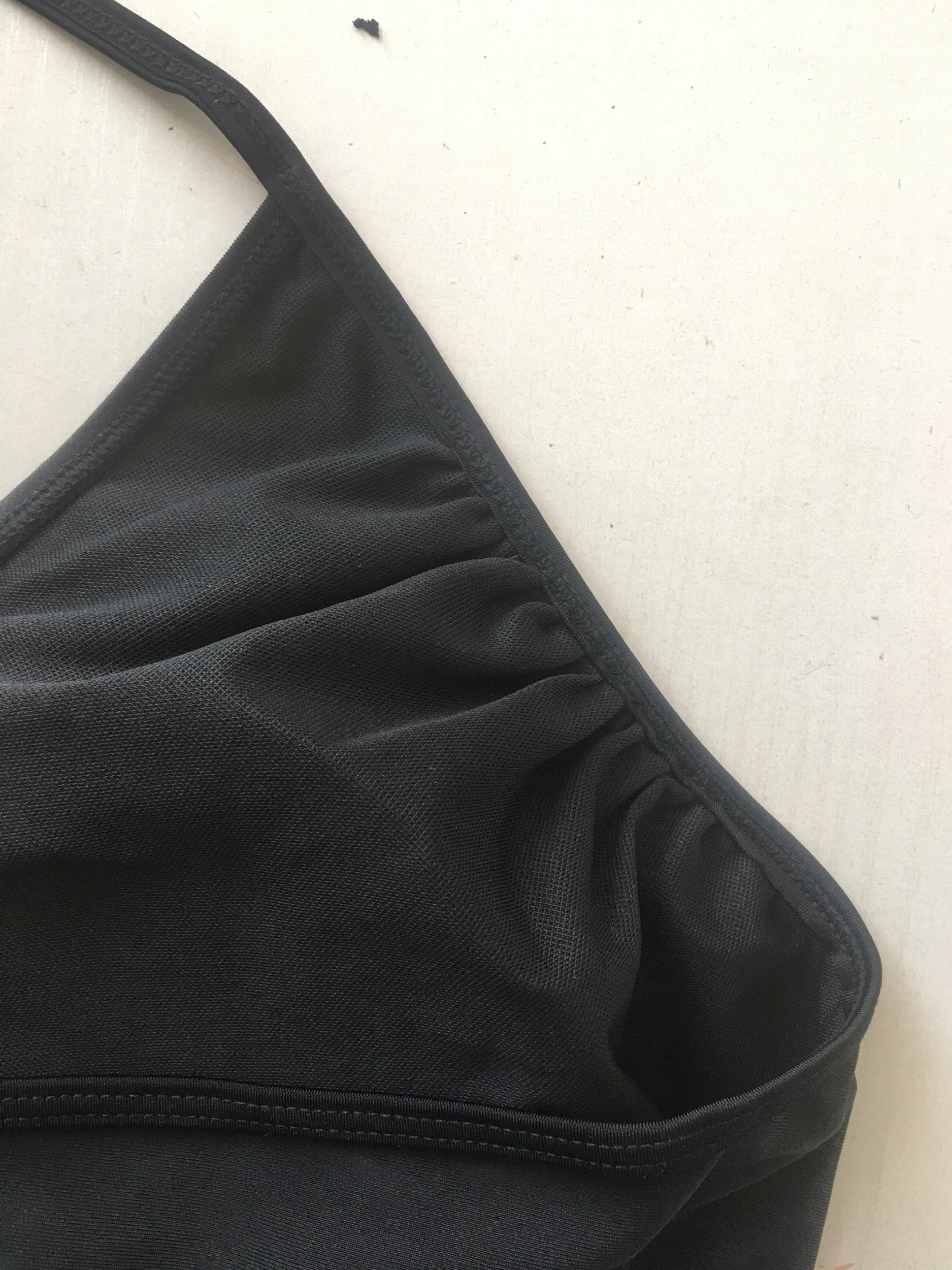  Solid Back Knot Bikini Set Women's Plus High Stretch Swimsuit 2pcs