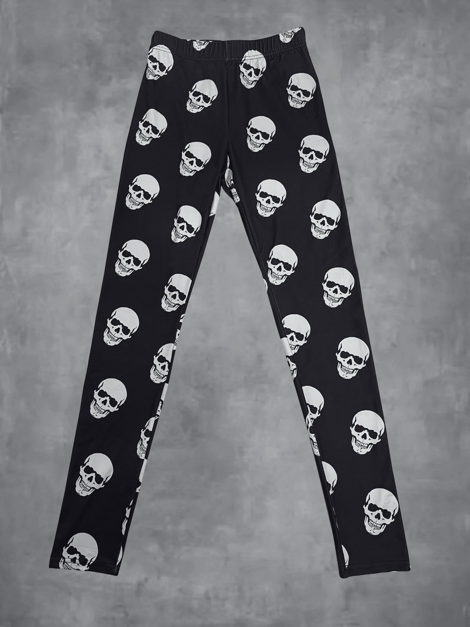 Skull Print Skinny Leggings Gothic Stretchy Leggings
