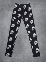 Skull Print Skinny Leggings Gothic Stretchy Leggings