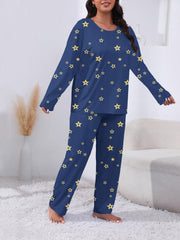  Allover Star Print Tee & Pants Pajama Set