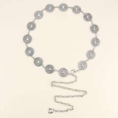 Stylish Hollow Out Waist Chain Silvery Golden Metal Belt