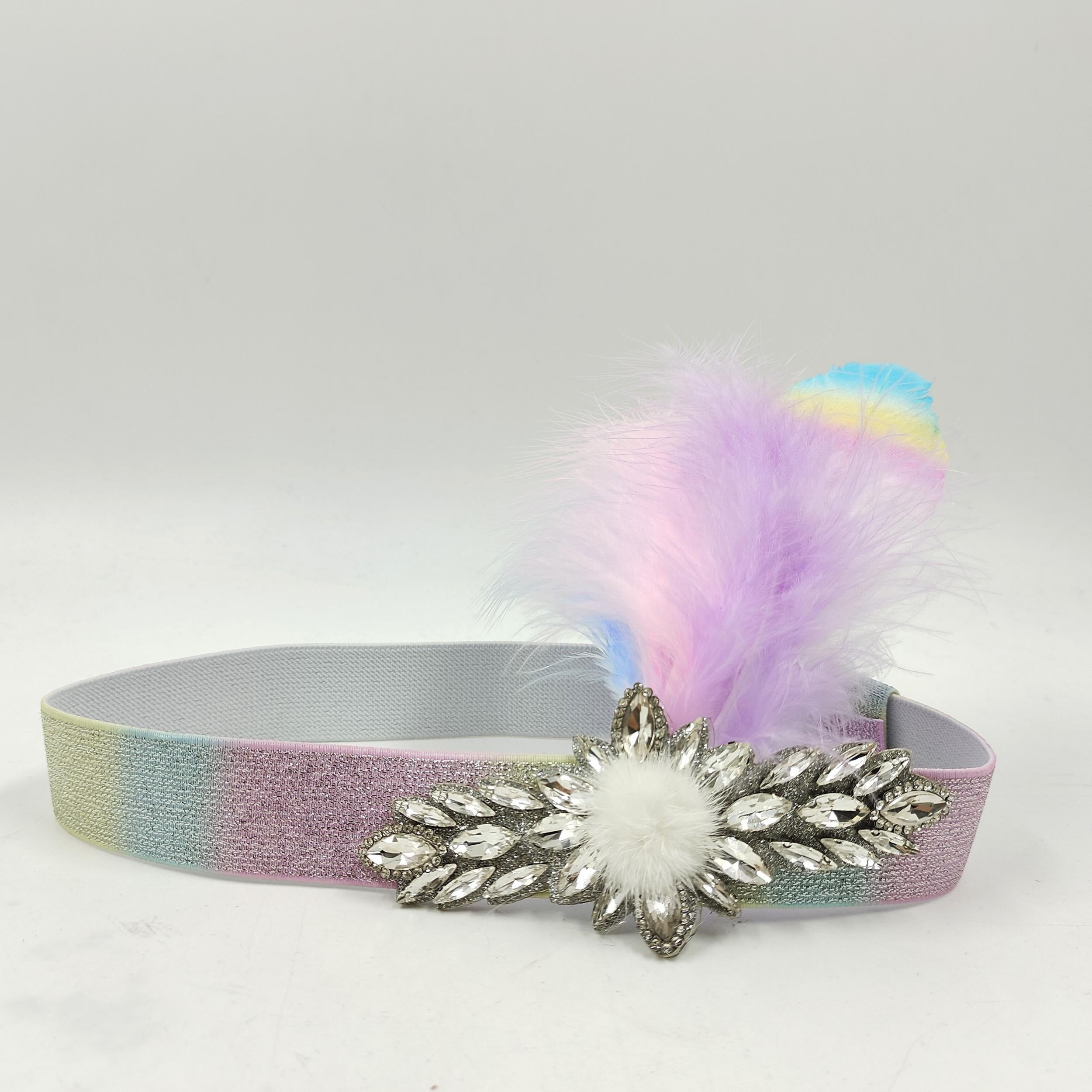 Colorful Gradient Feather Headband for Women