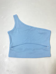 One Shoulder Cut Out Tank Top Y2K Sexy Crop Sleeveless Tank Top