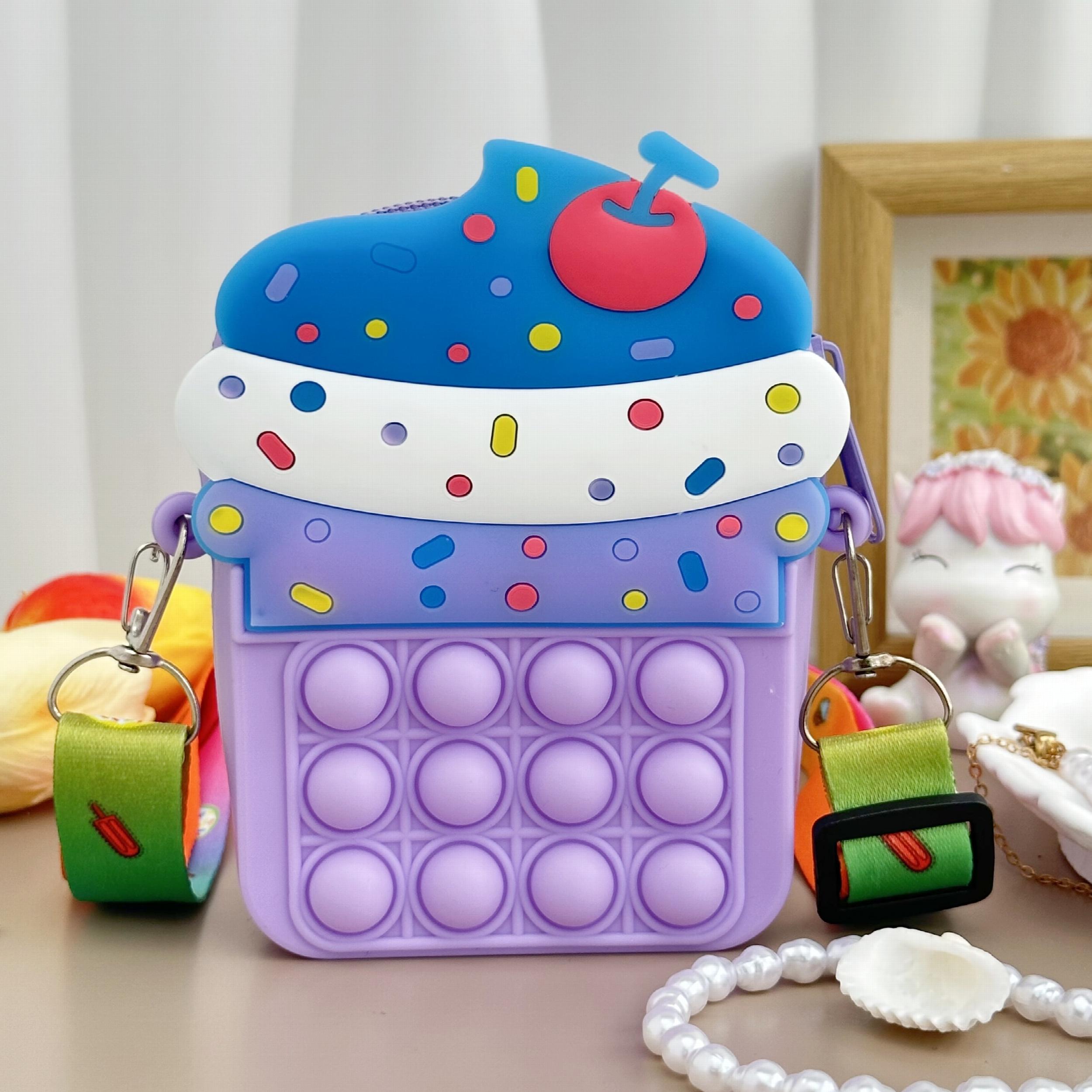 Girls Silicone Messenger Bag Coin Purse Children's Pop Fidget Toy Bag
