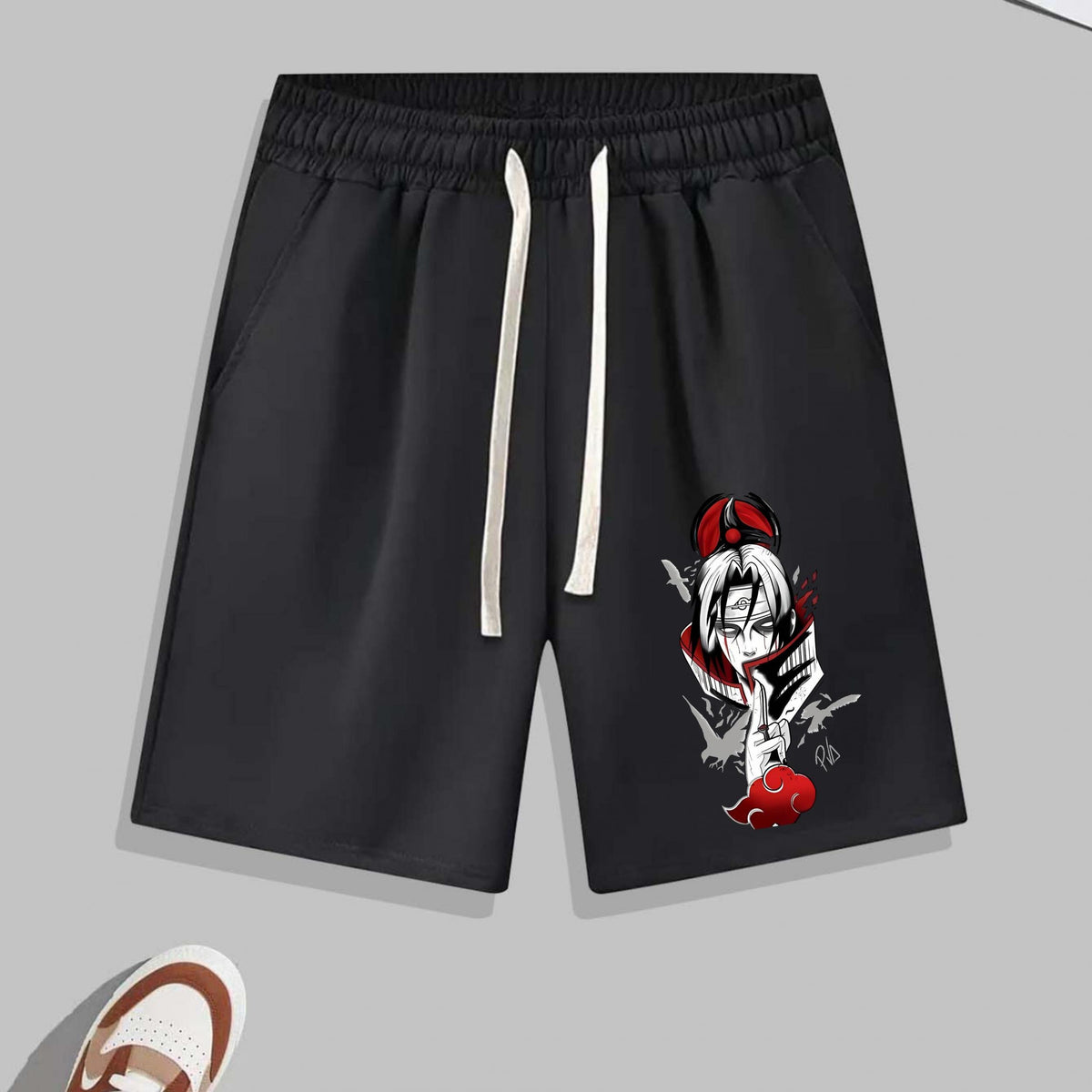 Anime Graphic Pattern Comfy Shorts Men's Casual Elastic Waist Drawstring Shorts