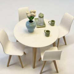 1:12 Scale Dollhouse Set: Mini Table with 4 Chairs