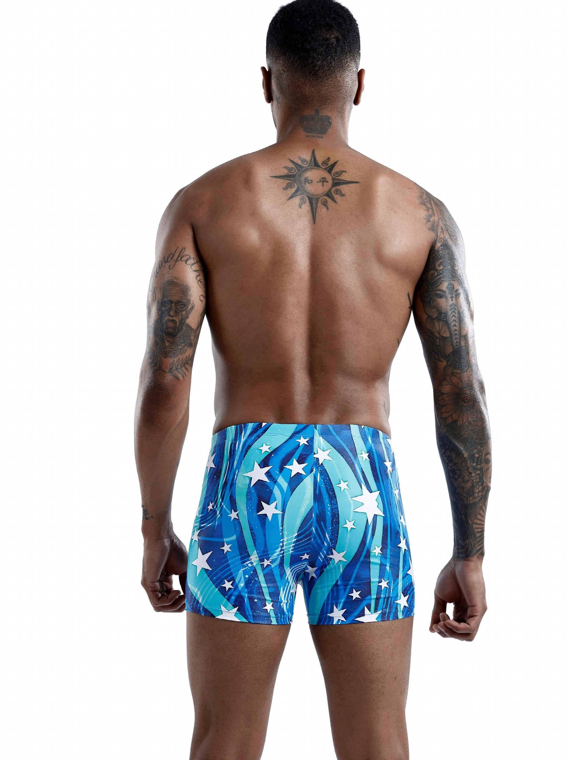 Quick Dry Star Print Board Shorts Men's Swimwear for Summer Beach