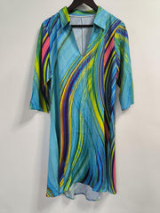  Striped Half Sleeve Loose Dress