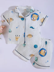Kids Cartoon Graphic Loungewear 2pcs Set Short Sleeve Shirt & Shorts