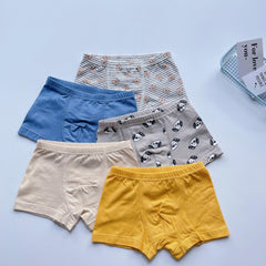 5 Boys' Boxer Briefs Animal Print Elastic Shorts Soft 95 Cotton Underwear