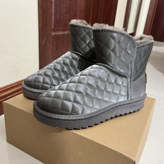 Plush Lined Thermal Furry Snow Boots Glitter Heighten Snow Shoes
