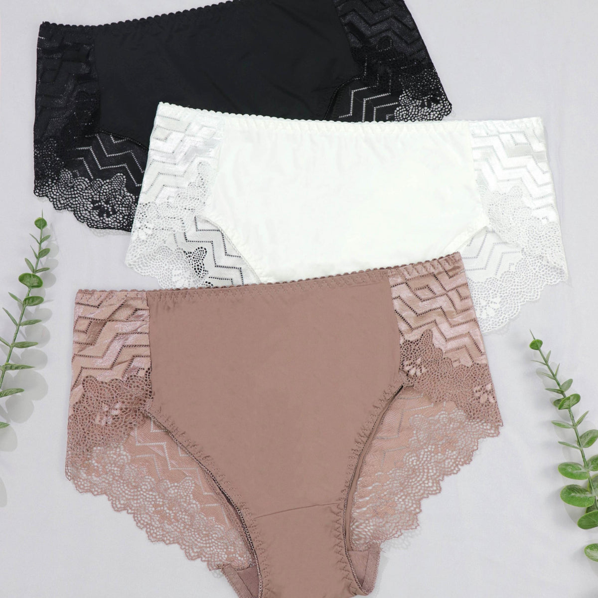 3 Pack Plus Size Geometric Print Underwear Set for Women