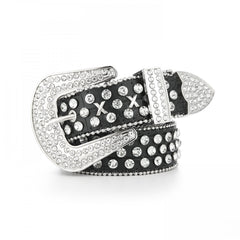 Rivet Rhinestone Belt Hip Hop Sparkling PU Leather Belt Classic Punk Cowboy Cowg