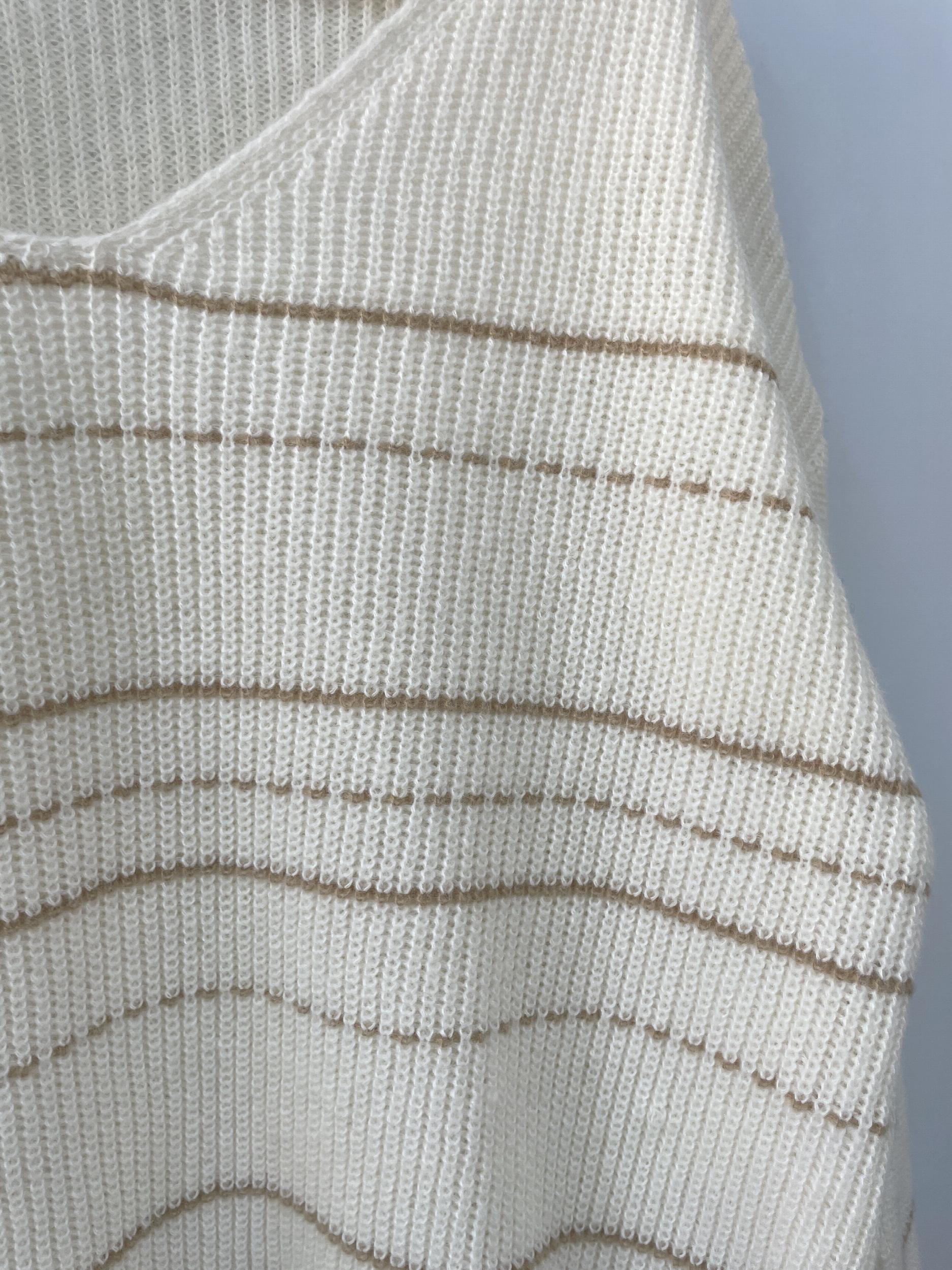  Casual Stripe Print V Neck Sweater